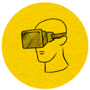 person wearing vr headset icon