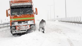 snow being cleared for a truck