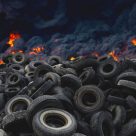 tires in landfill pile on fire