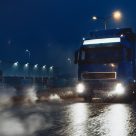 Truck driving at night