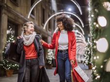 Two young women on a shopping tour 