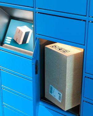 Parcel in a blue Parcel Locker