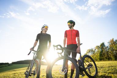 Man and woman go on a bike tour