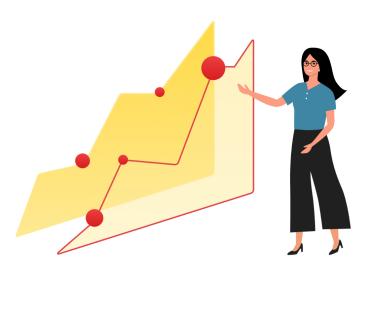 Woman explaining graph.