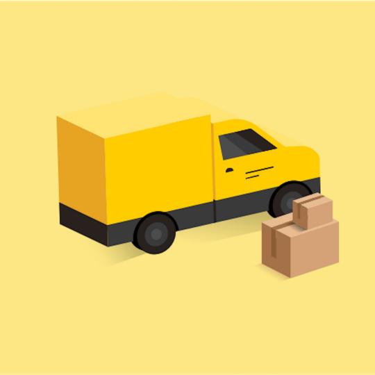 Graphic of delivery van and parcel