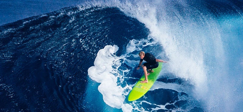 Surfer riding a wave