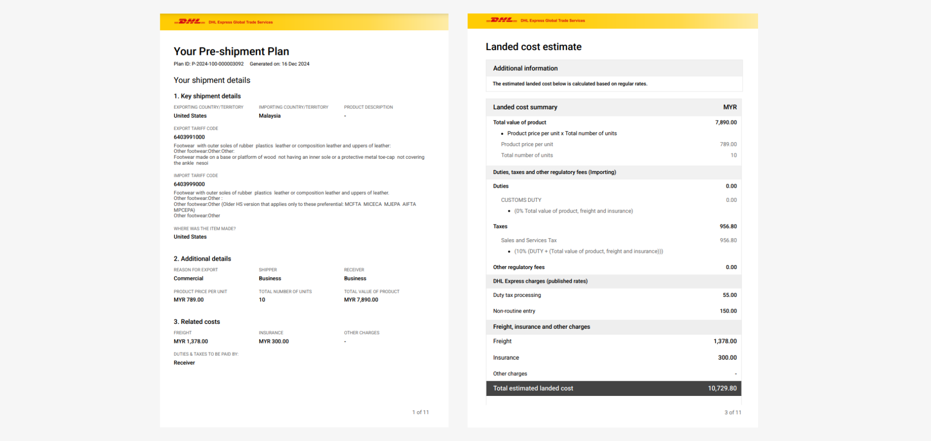 MyGTS Calculate Customs Duties - Copy of Estimated Duties and Taxes Record