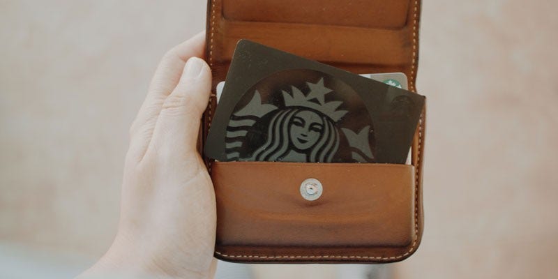 starbucks card in wallet