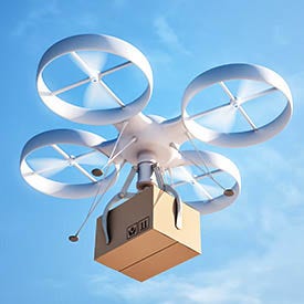 Drone delivering a parcel