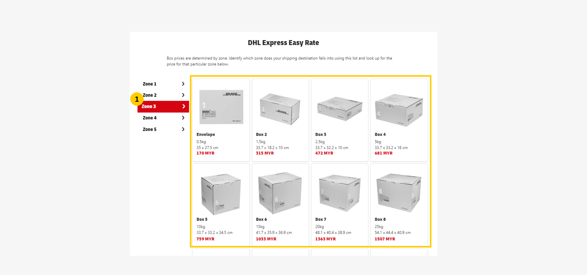 DHL Express Easy Rate-Malaysia to United States