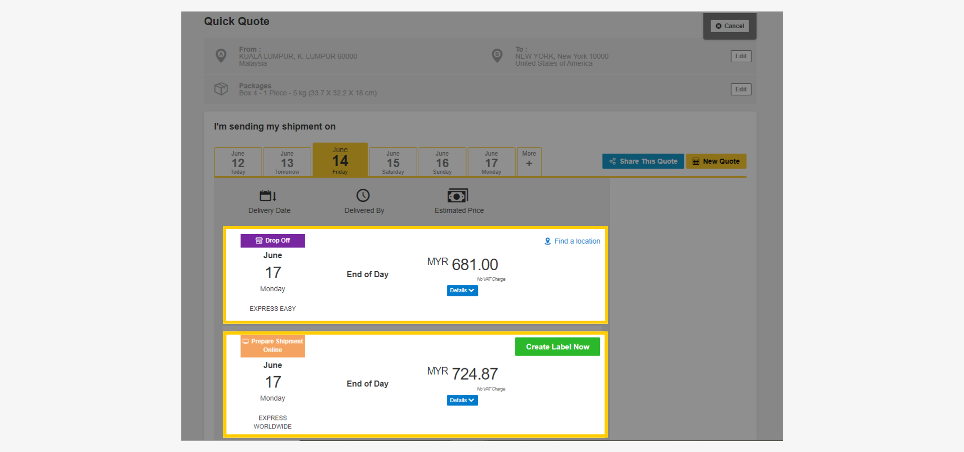 Check DHL International Shipping Rate