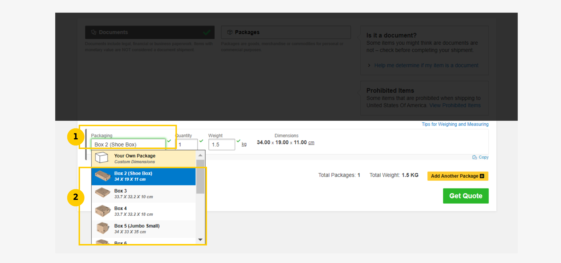 Check DHL International Shipping Rate-Choose Package