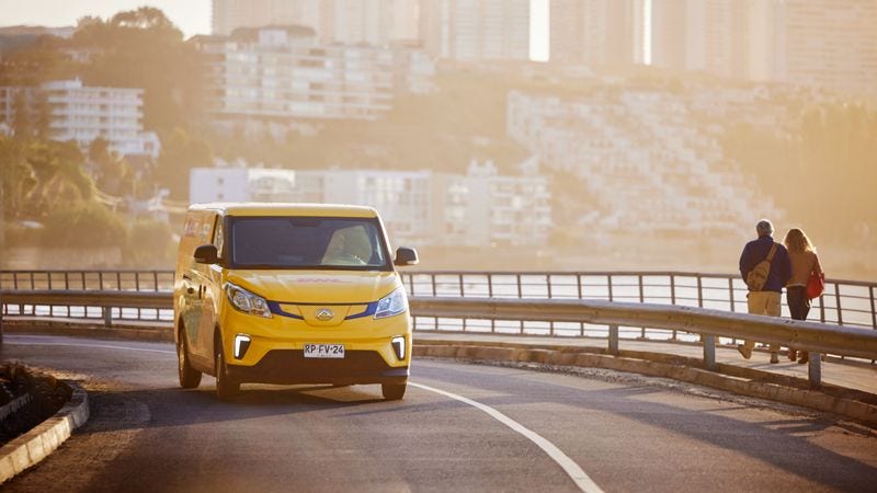 a dhl express van providing international logistics services to vietnam