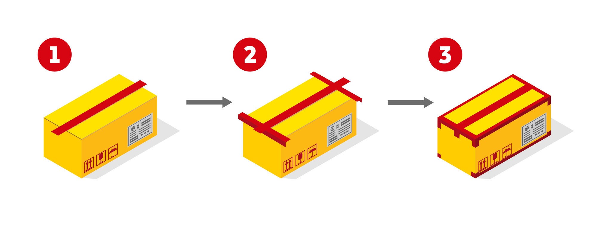 DHL yellow package sealing steps