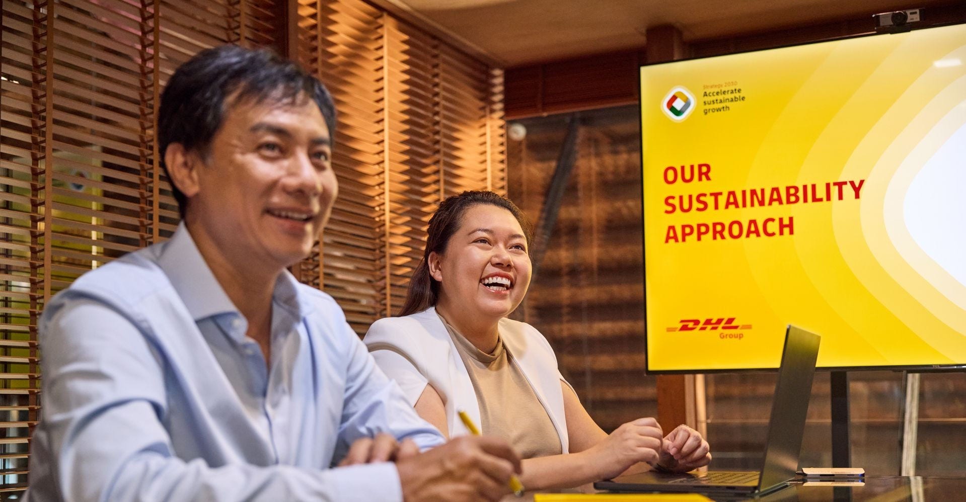 DHL team discussing sustainability plan and approach