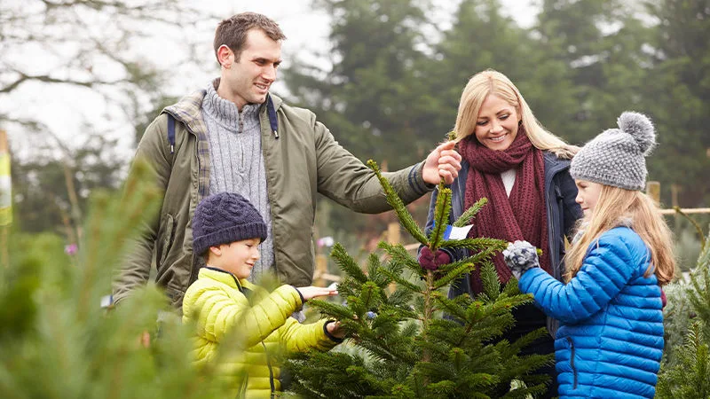 family round a Christmas tree