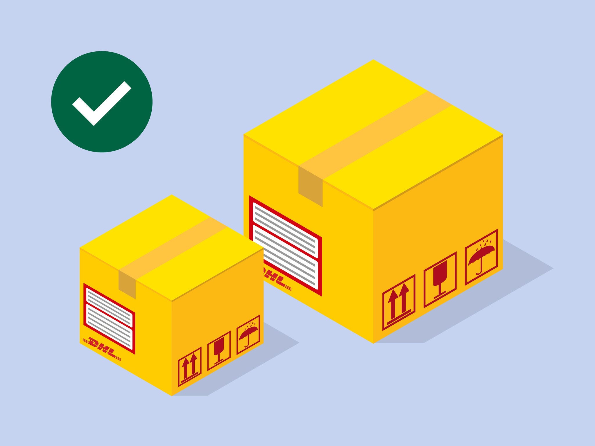 two DHL yellow boxes