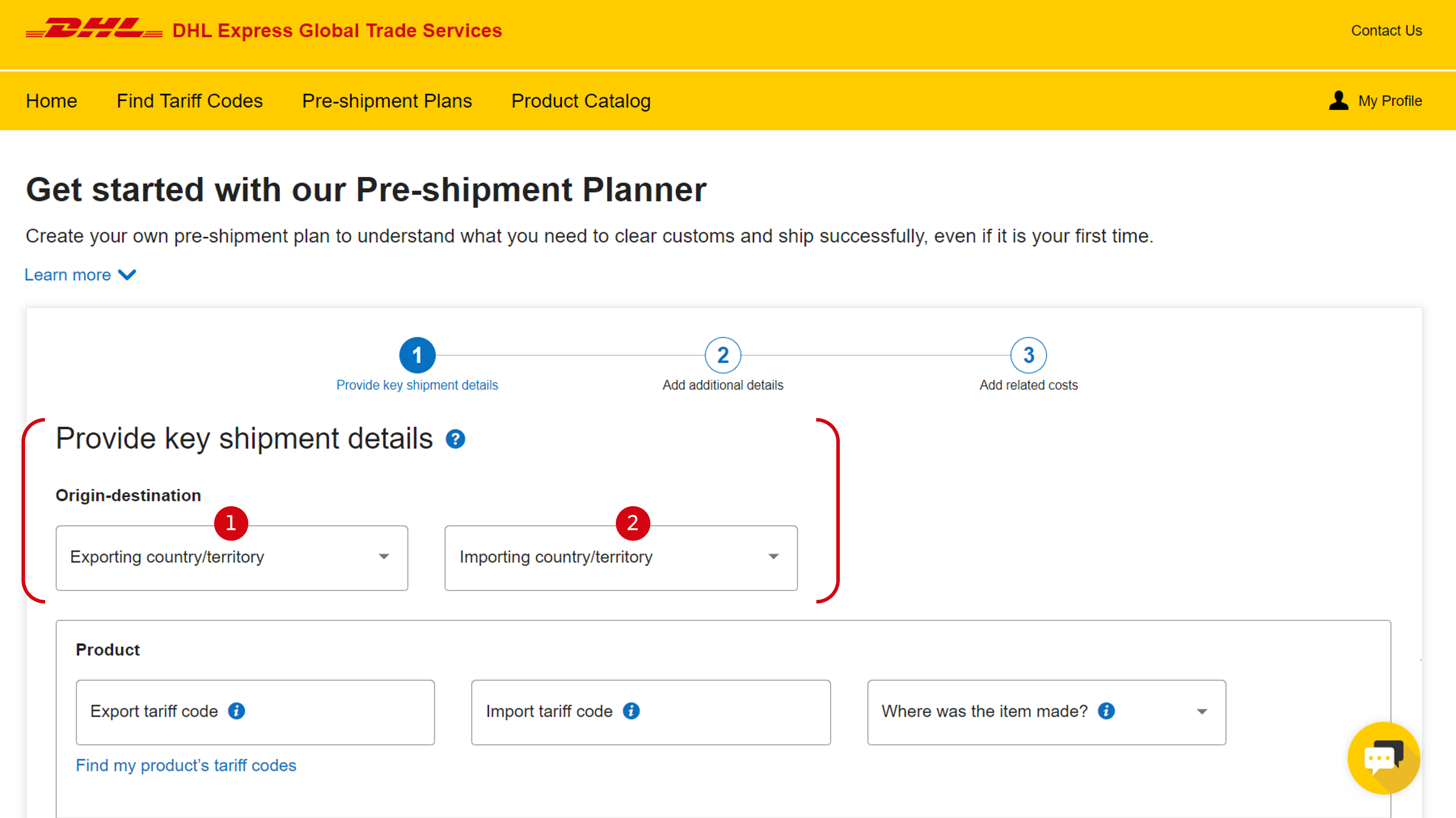 Provide Exporting and Importing Country of Shipment in MyGTS