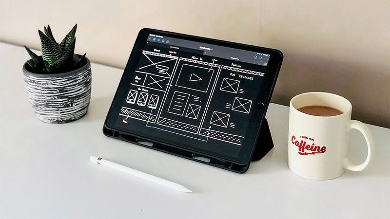 tablet with diagrams on it