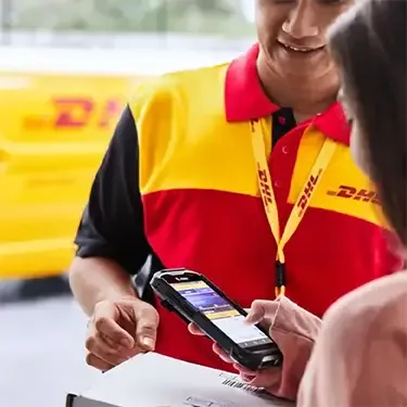 DHL courier handling parcel