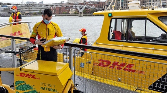 <p>DHL Express has launched London's first riverboat parcel delivery service, which aims to ease congestion and provide a reliable and efficient way of transporting deliveries across the capital.</p>
<p>The innovative service has been introduced as part of DHL's commitment to using blended transport modes to improve access to urban areas and is an important step towards exploring the use of the river for small scale freight transport.</p>
<p>The riverboat service, operated by Thames Clippers Logistics, will run daily at 7:30am, transporting packages into London. The shipments will be loaded from electric vehicles onto the riverboat at Wandsworth Riverside Quarter Pier before travelling at high speed along the Thames into central London, docking at Bankside Pier for final mile delivery on DHL courier bicycles.</p>
