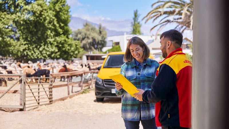 Customer shipping with DHL’s logistics personnel