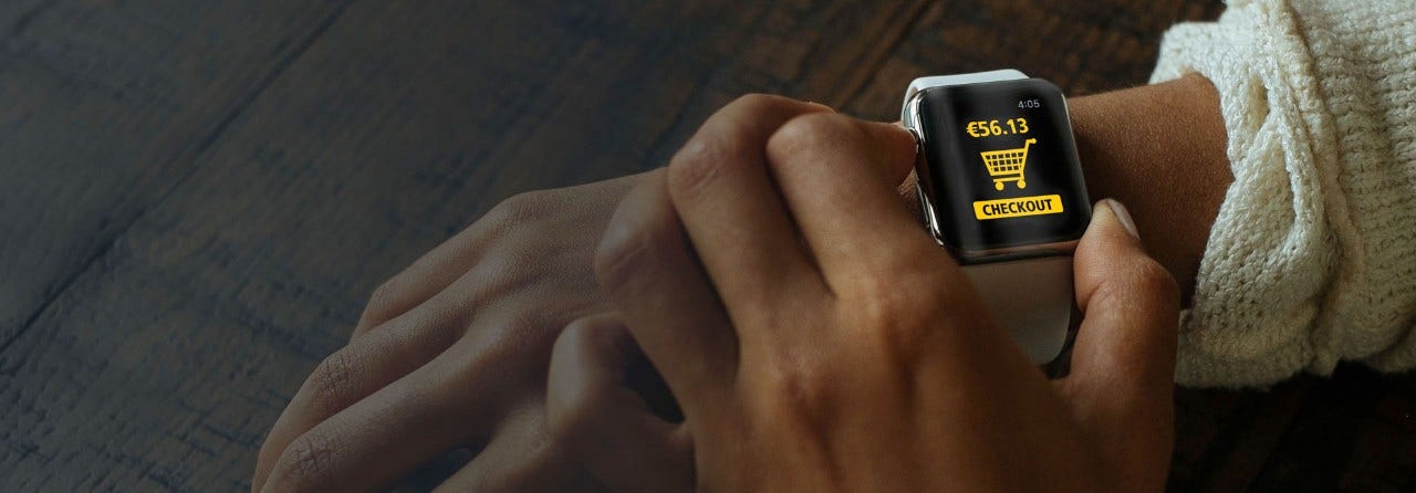Smart watch with checkout on the screen