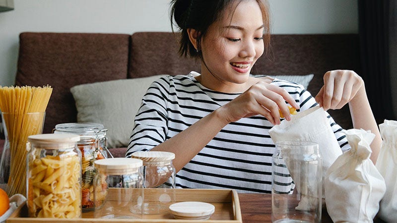 woman packing pasta