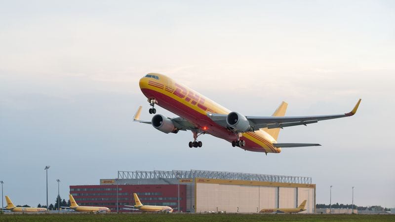 dhl plane taking off