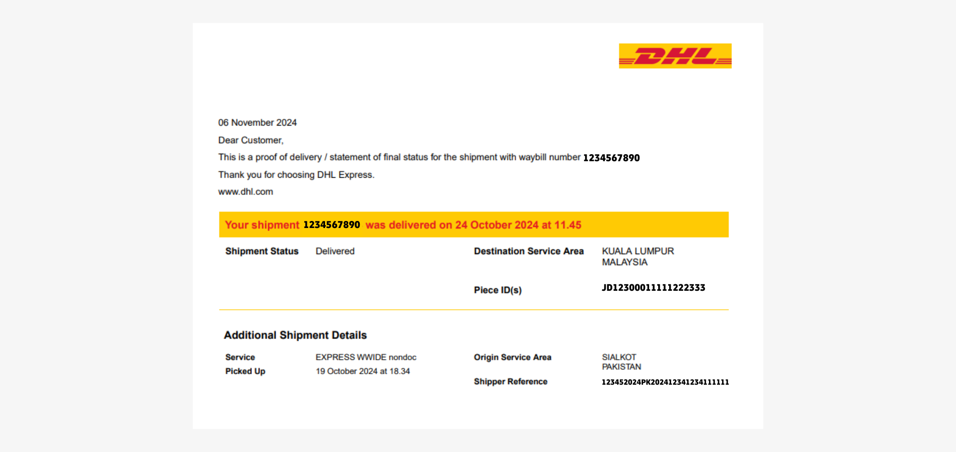 Get DHL Proof of Delivery Guide - View POD without Signature Sample