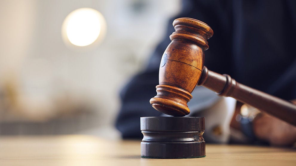 Wooden gavel on a table