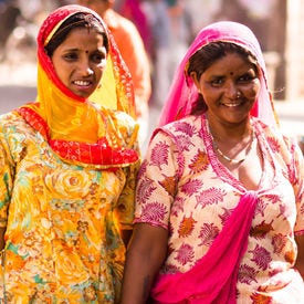 Two women in traditional Indian clothing