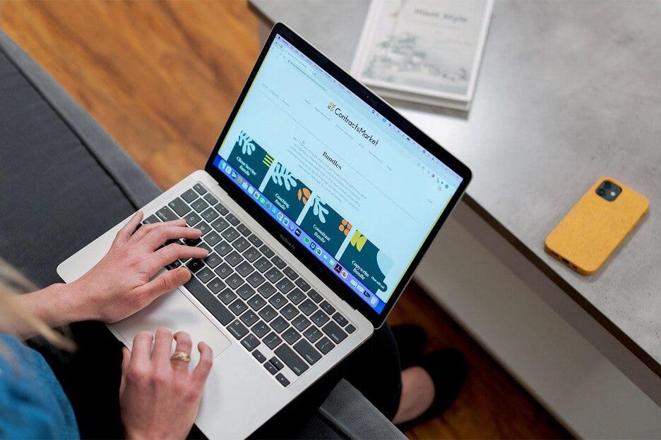 Close up of a woman using her laptop