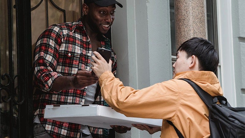 person signing for a package