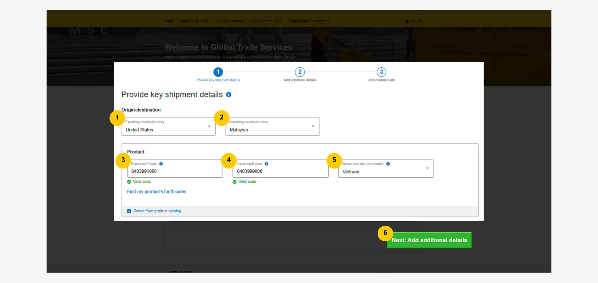 MyGTS Calculate Customs Duties - Commodity Code-US-MY