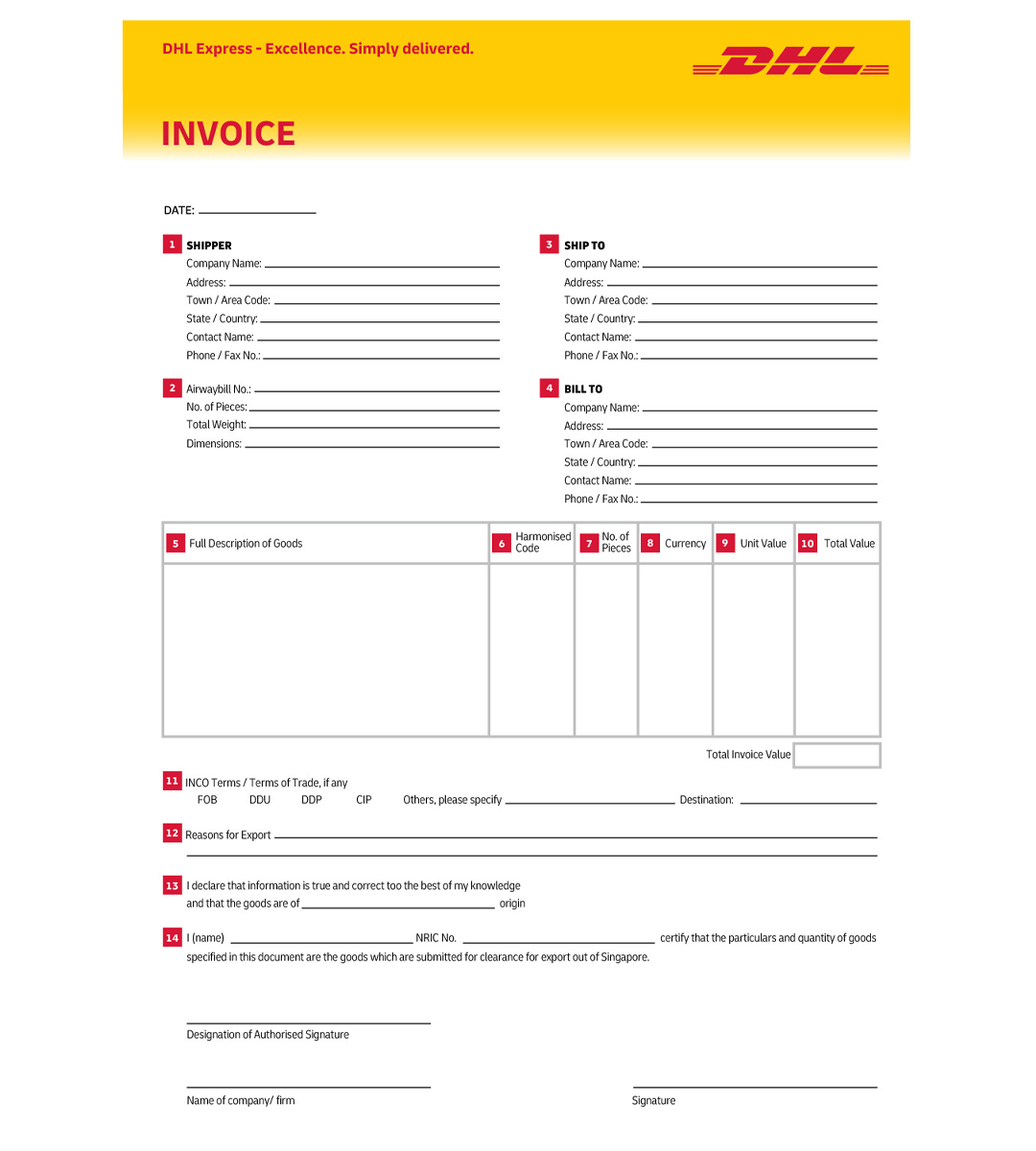 DHL faktúra