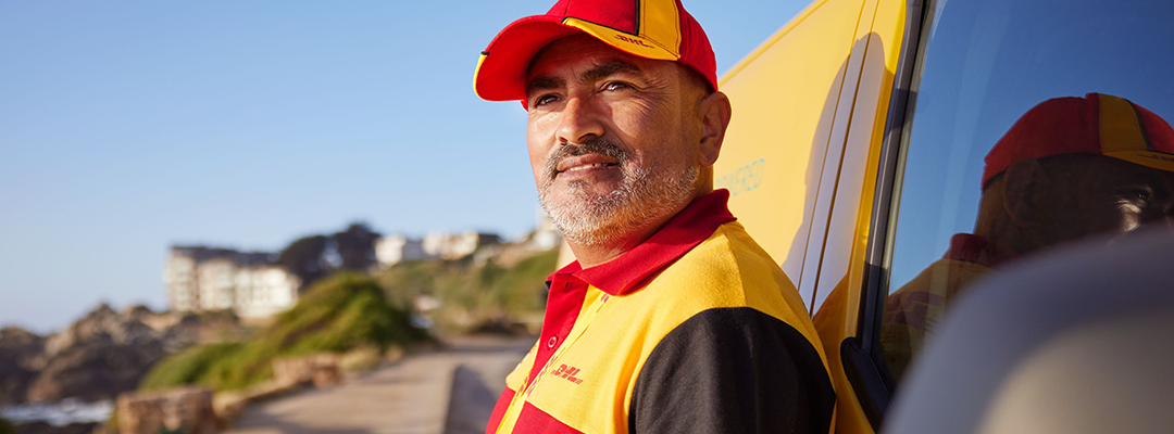 DHL courier smiling