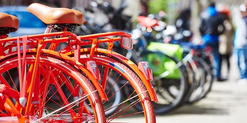 orange bicycles