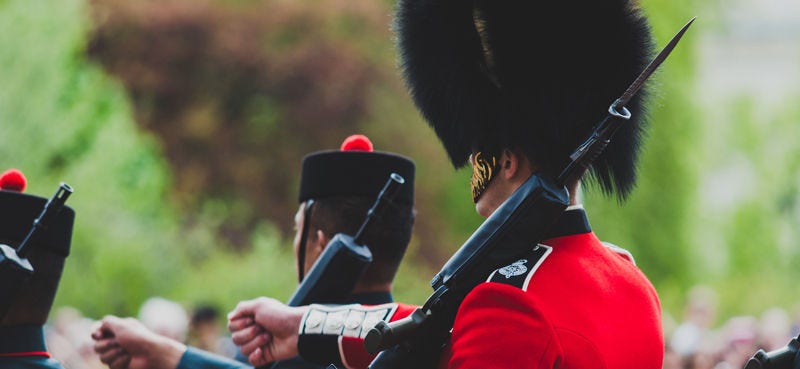 British Royal Guard in a march