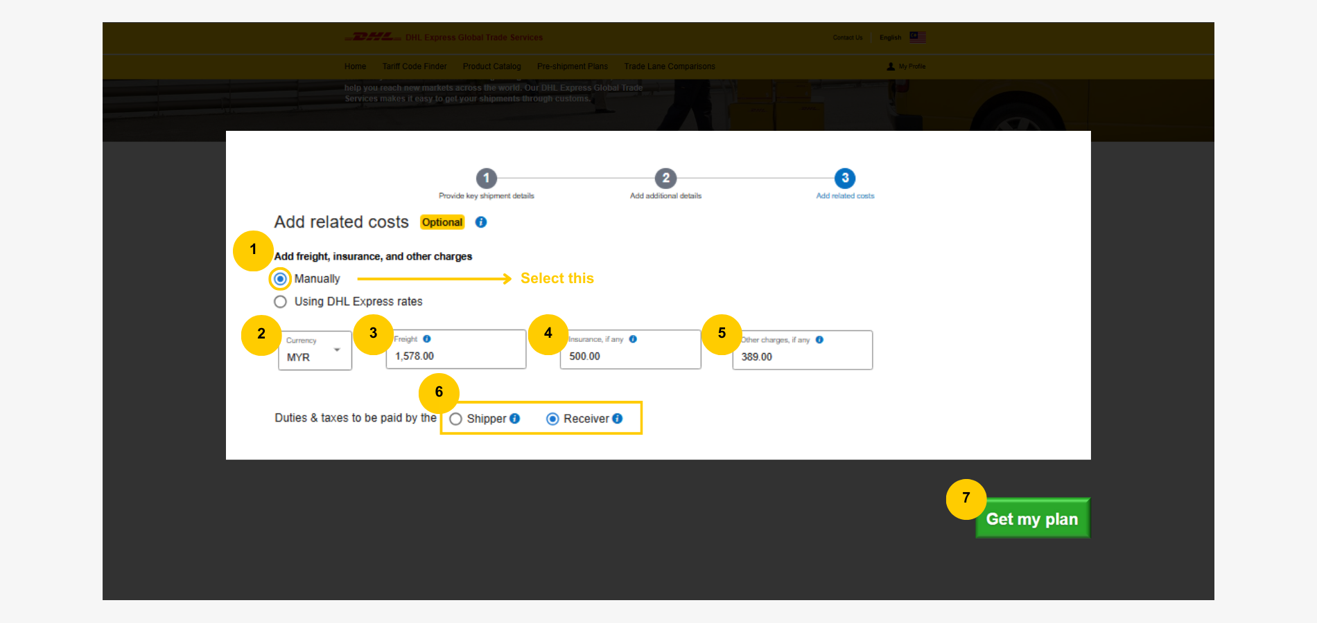 MyGTS Calculate Customs Duties - Commodity Value-MYR-1