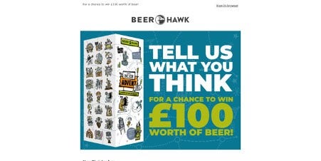 Email pop up advertising Beer Hawk products