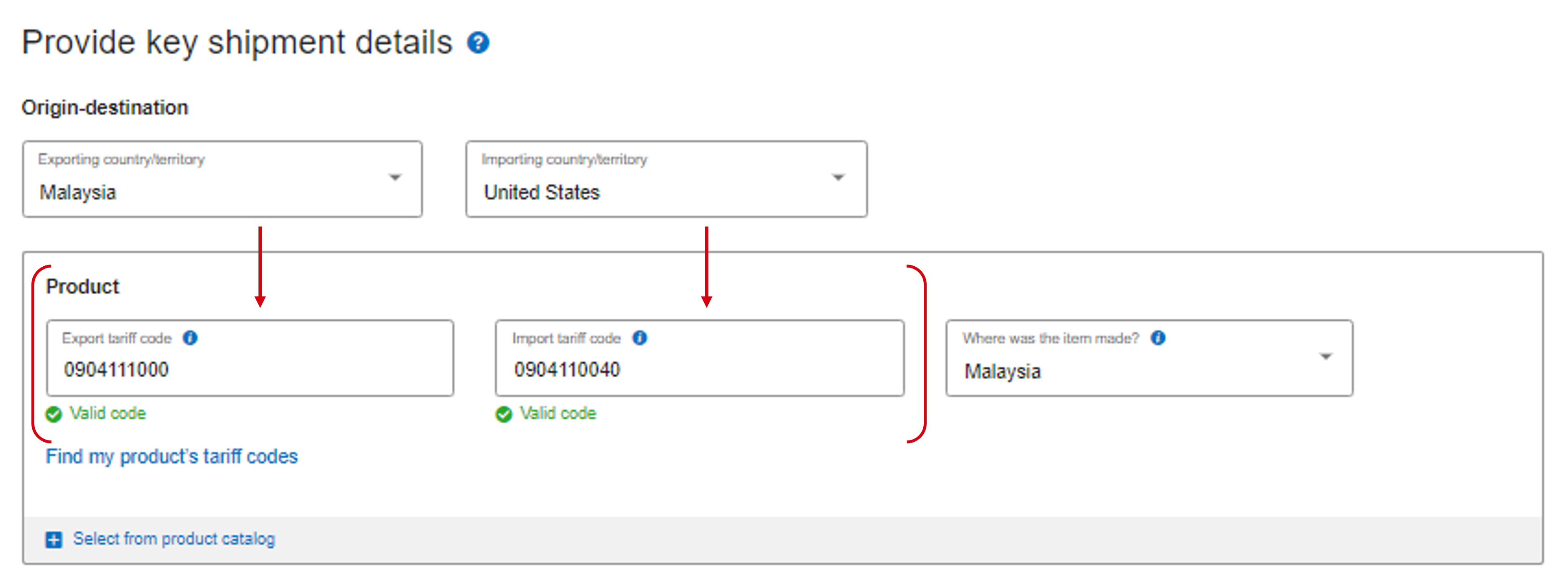 The Import and Export HS codes of Shipments on MyGTS