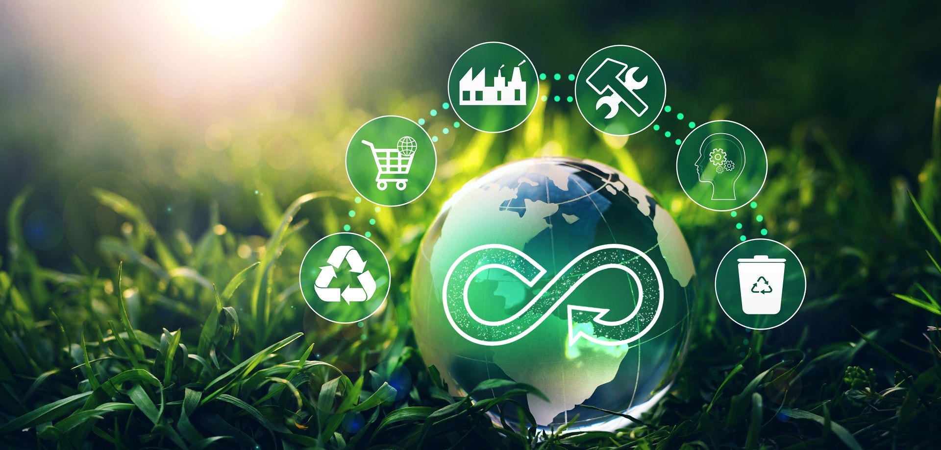 Circular economy concept. Energy consumption and CO2 emissions are increasing.