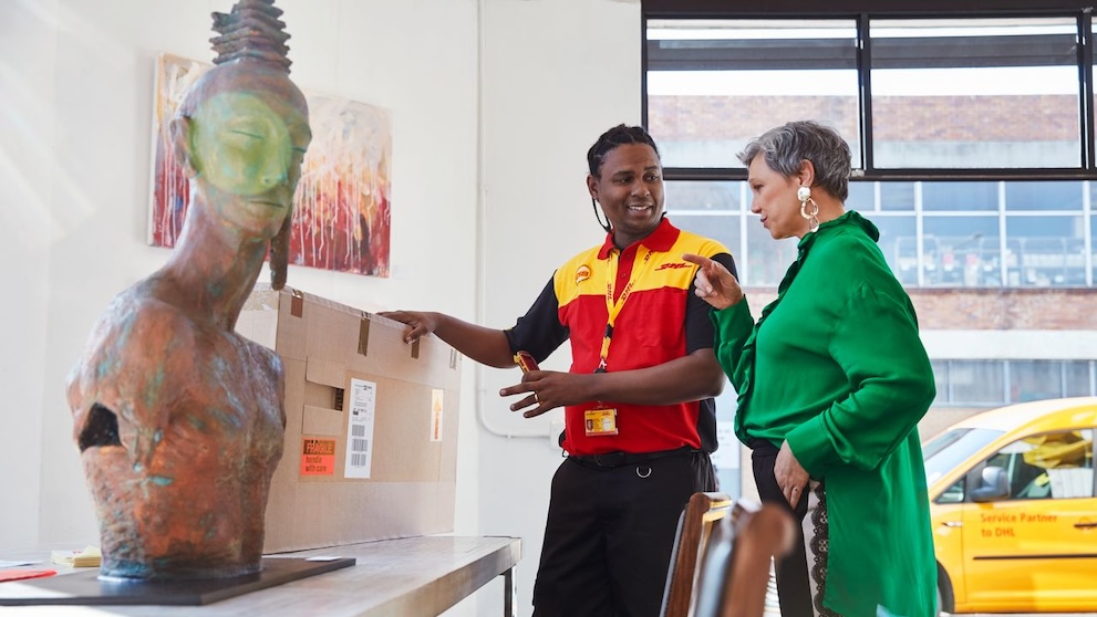 artwork delivered by dhl express to international art gallery