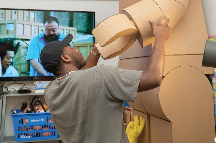 Jordan playing around in his studio