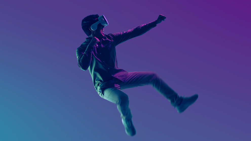 man wearing VR headset