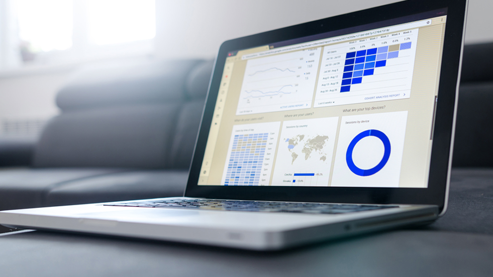 charts on a laptop screen