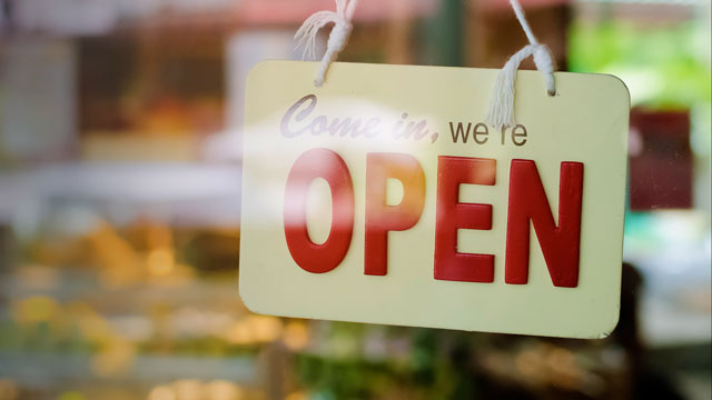 Open sign on a shop door