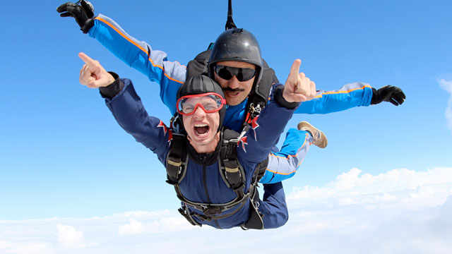 Two men parachuting