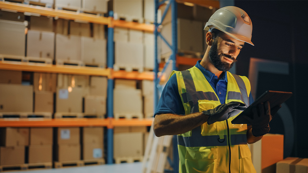 man in a warehouse